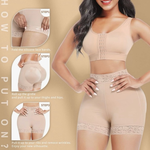 High Waist Lace Silicone Shorts Daily Use Shapewear Underwear Compression - Picture 8 of 11